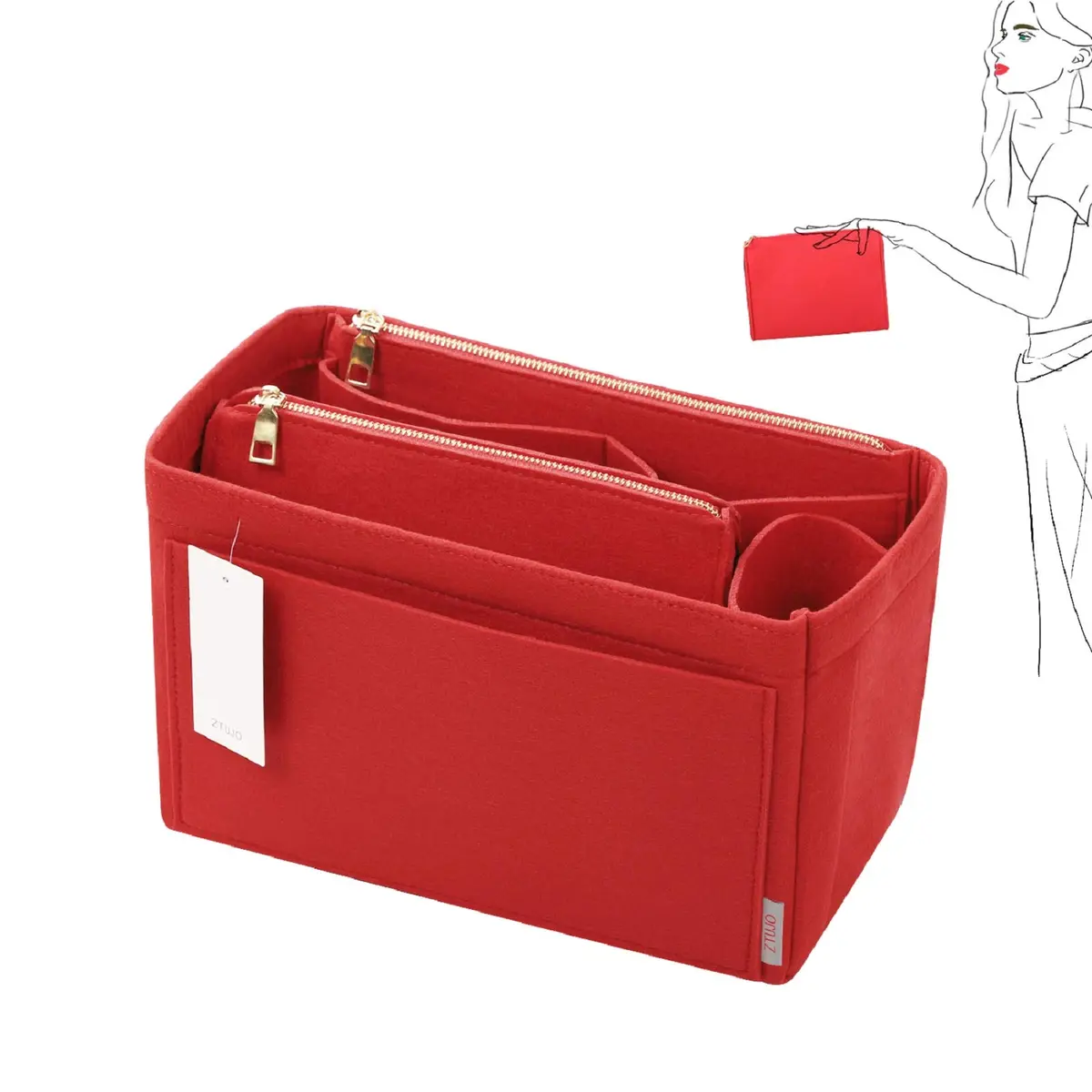 ZTUJO X-Large Felt Purse Organizer for Handbags & Totes | 6 Color Options, Removable Middle Section, Fits Speedy 40 & Neverfull GM - main product image
