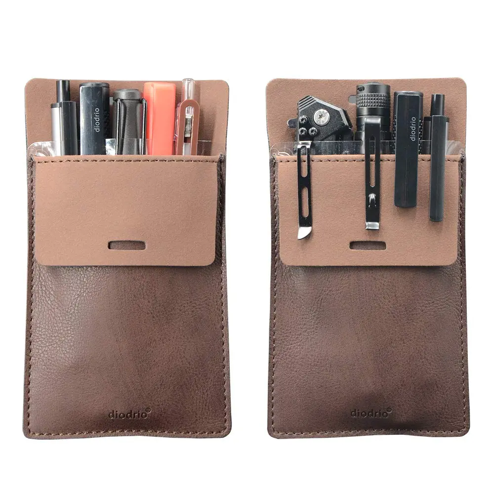 diodrio Leather Pocket Protector for Pens | Thick PU Leather, Holds 5 Pens, No Clip Breakage, for Shirts & Lab Coats (2 Pack) - main product image