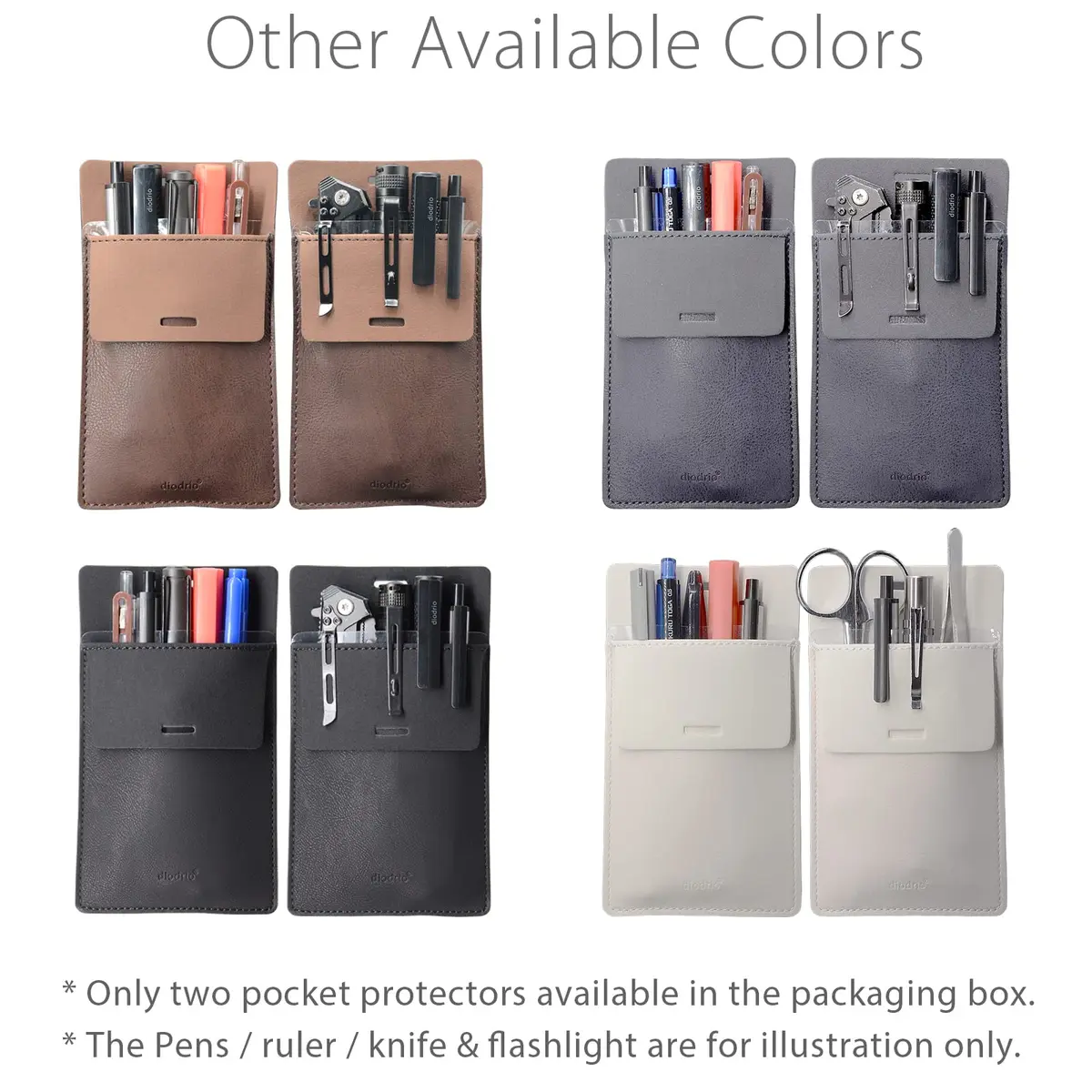 diodrio Leather Pocket Protector for Pens | Thick PU Leather, Holds 5 Pens, No Clip Breakage, for Shirts & Lab Coats (2 Pack) - view 7