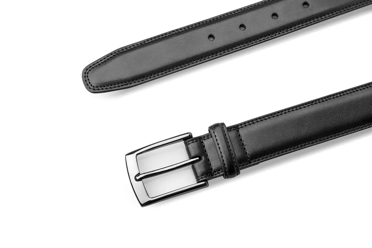 MILORDE Genuine Leather Belt for Men, Classic Smooth Finish, Black, Size 44 (Waist 42) | 33mm Strap Width - view 4