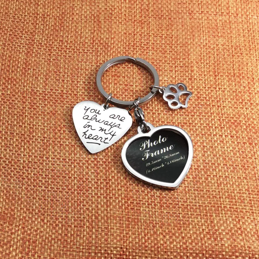 bouti1583 Pet Dog Remembrance Memorial Photo Frame Keychain | Heart-Shaped Stainless Steel Keepsake - view 4