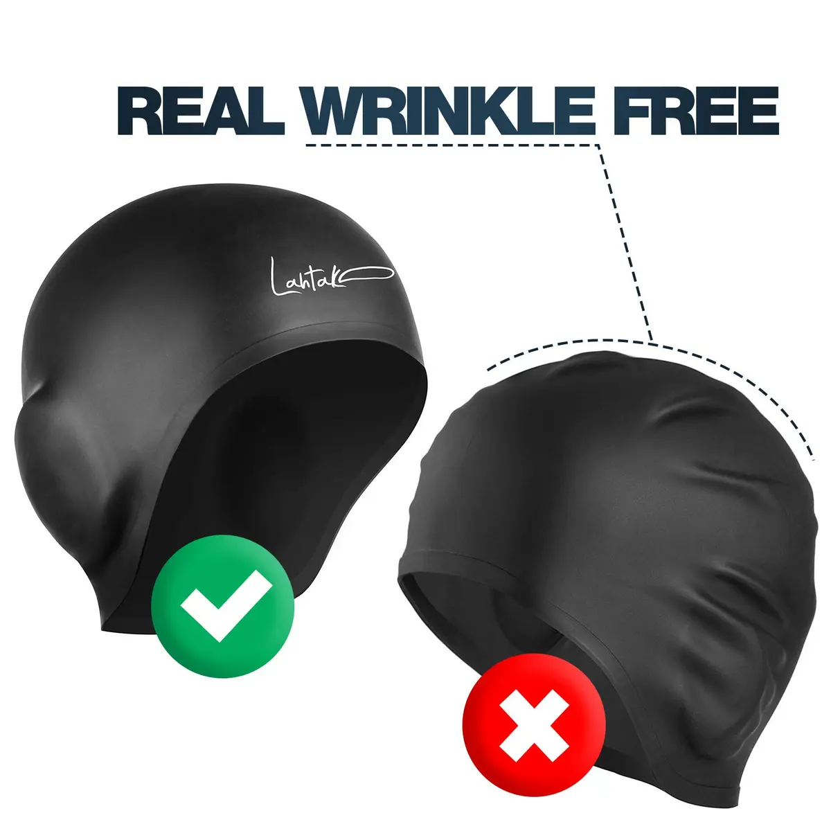 Lahtak 3D Swim Cap with Ear Protection | Silicone Swim Cap for Adults & Teens - view 5