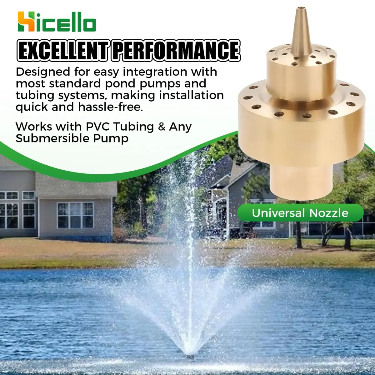 Hicello Brass Fountain Nozzle for Ponds & Water Gardens | 1 Inch (G1/DN25) Inlet, 1.26 Inch Outlet - view 6