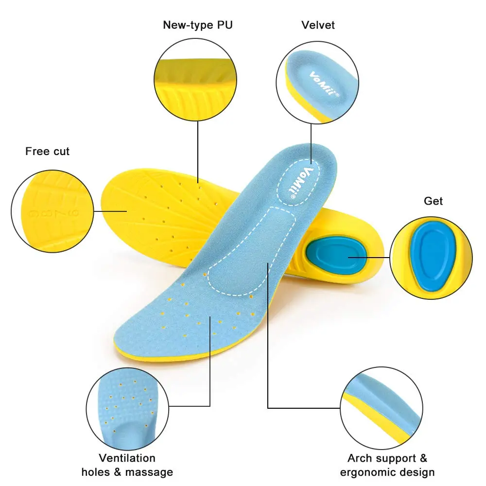 VoMii Unisex Shoe Insoles High Arch Support Foam | Plantar Fasciitis Relief, Shock Absorption, Breathable Comfort - view 5