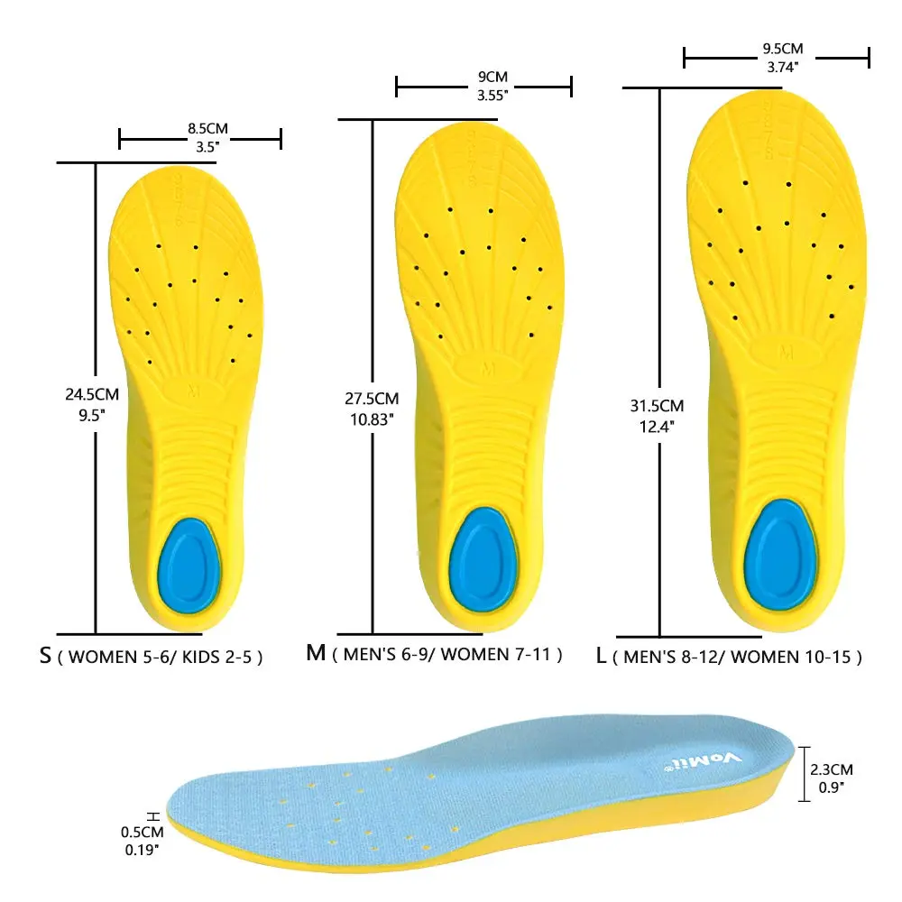 VoMii Unisex Shoe Insoles High Arch Support Foam | Plantar Fasciitis Relief, Shock Absorption, Breathable Comfort - view 7