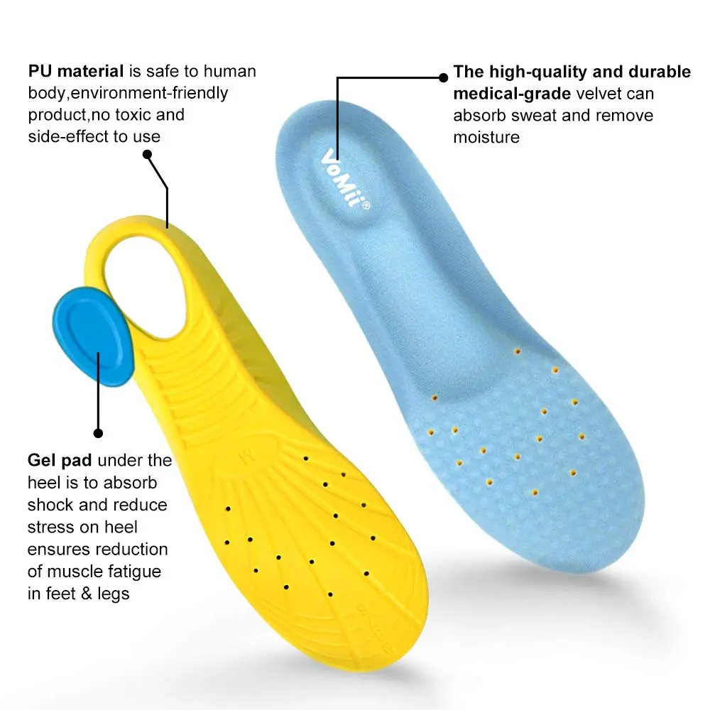 VoMii Unisex Shoe Insoles High Arch Support Foam | Plantar Fasciitis Relief, Shock Absorption, Breathable Comfort - view 3