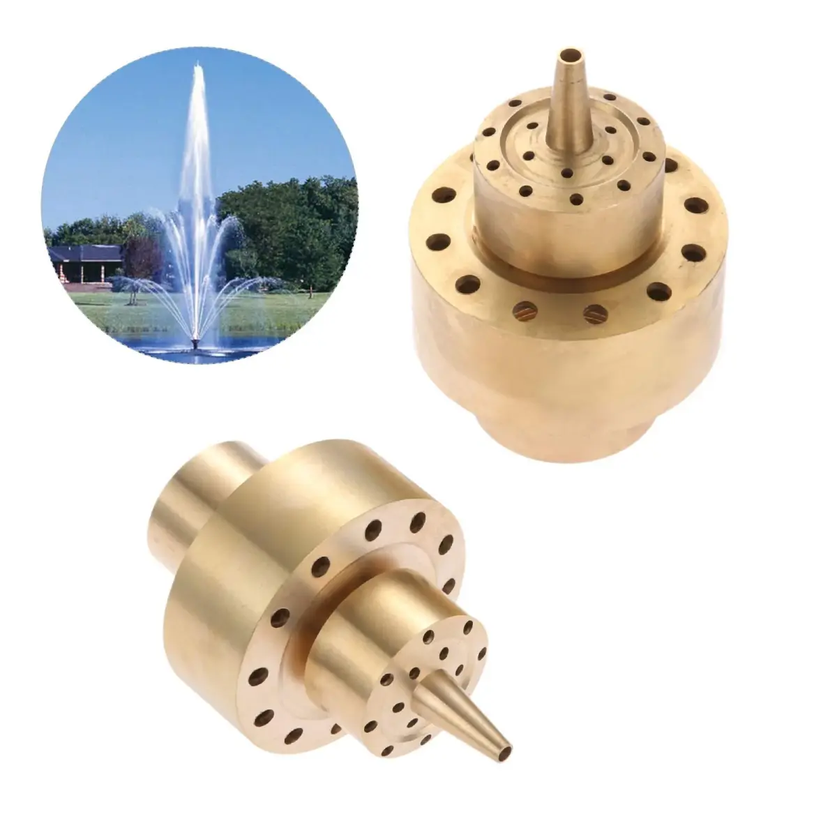 Hicello Brass Fountain Nozzle for Ponds & Water Gardens 1.5 Inch (38mm) Inlet | Creates Layered Flower Spray - view 5
