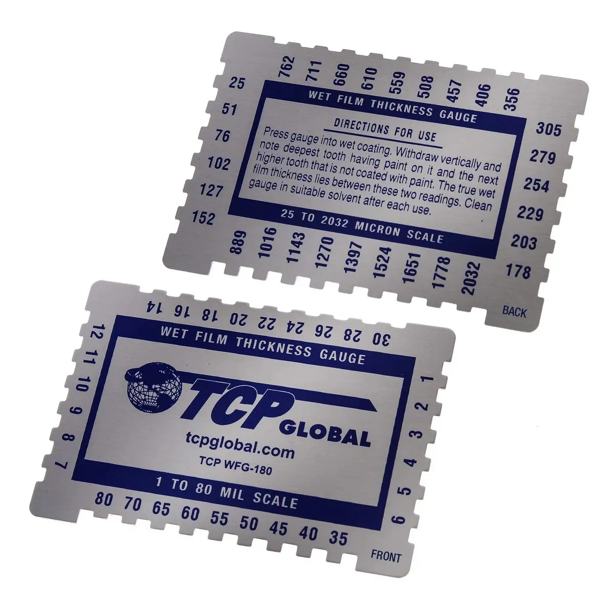 TCP Global Wet Film Thickness Gauge Comb 1-80 Mil Scale | Measures Paint & Coating Thickness - main product image