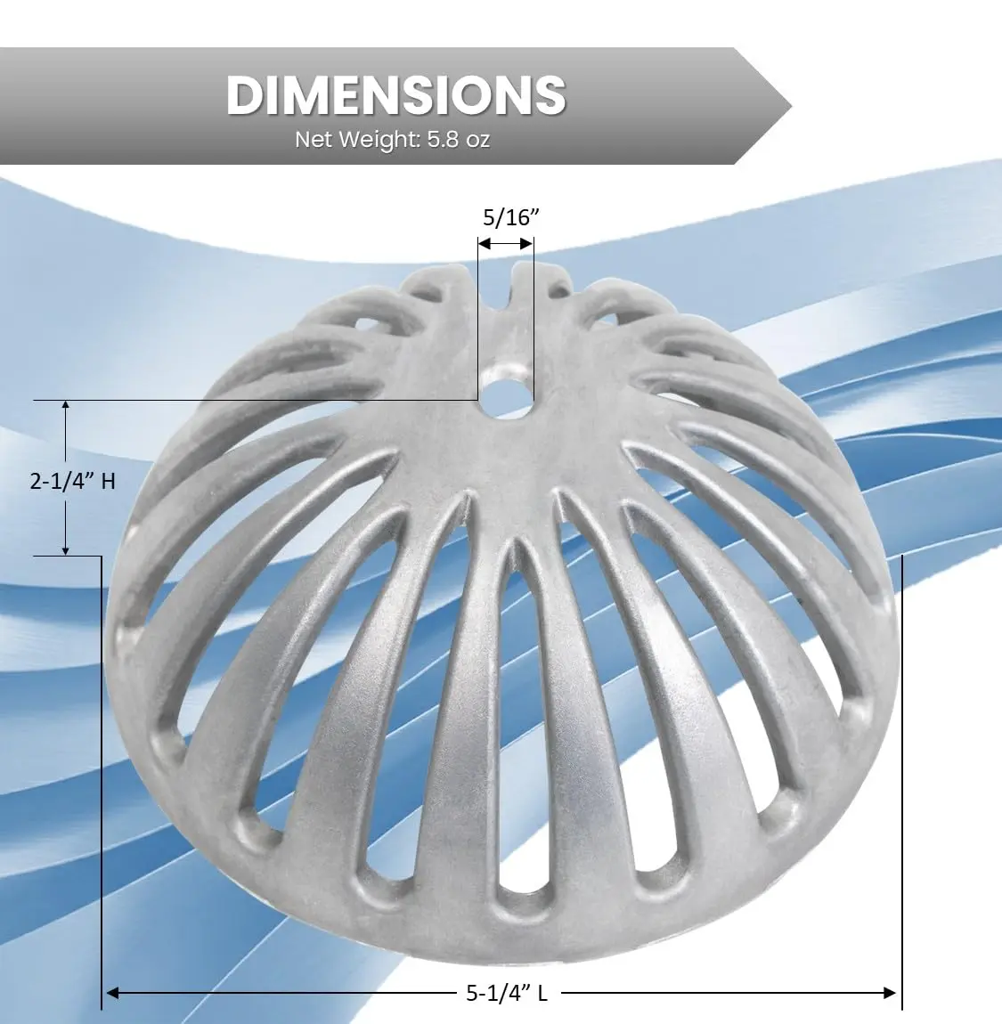 Leyso Heavy Duty Aluminum Dome Floor Drain Cover and Drain Strainer 5-1/4" | Durable Outdoor Drain Cover for Restaurant & Home - view 2