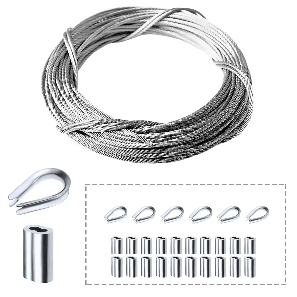 Amadget 316 Stainless Steel Cable for Railing 1/16" x 33 Feet | Marine Grade, Heavy Gauge, Weather Resistant - main product image