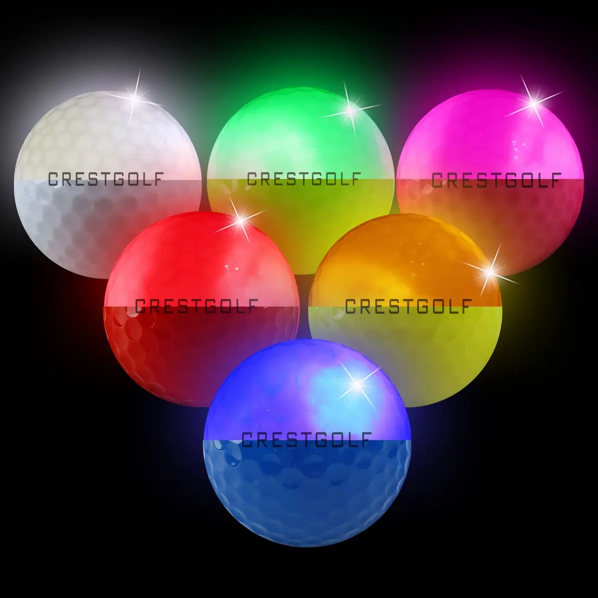 Crestgolf Glowing LED Golf Ball 6 Pack | Bright Night Glow for Golf Practice & Night Golf - view 2