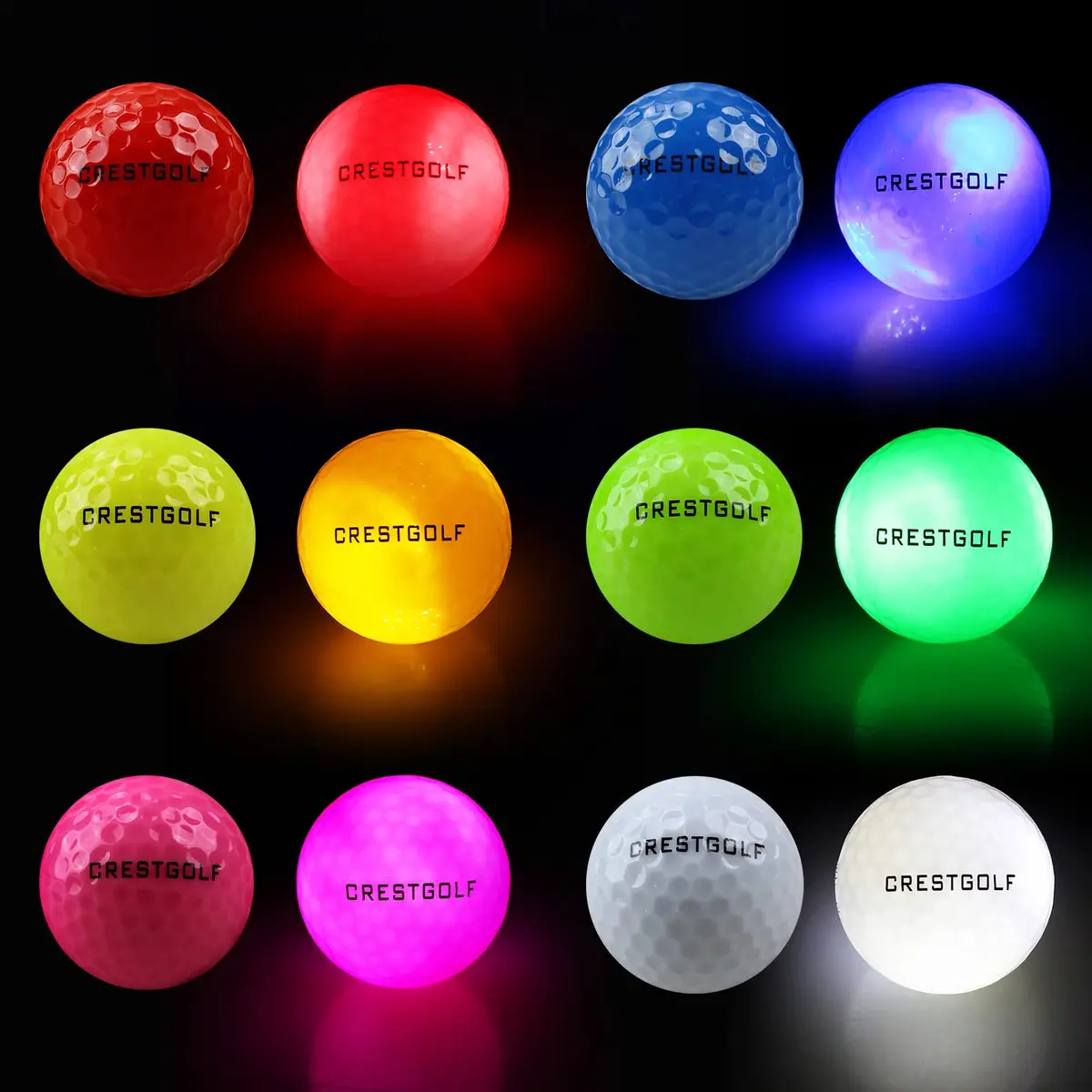 Crestgolf Glowing LED Golf Ball 6 Pack | Bright Night Glow for Golf Practice & Night Golf - view 3