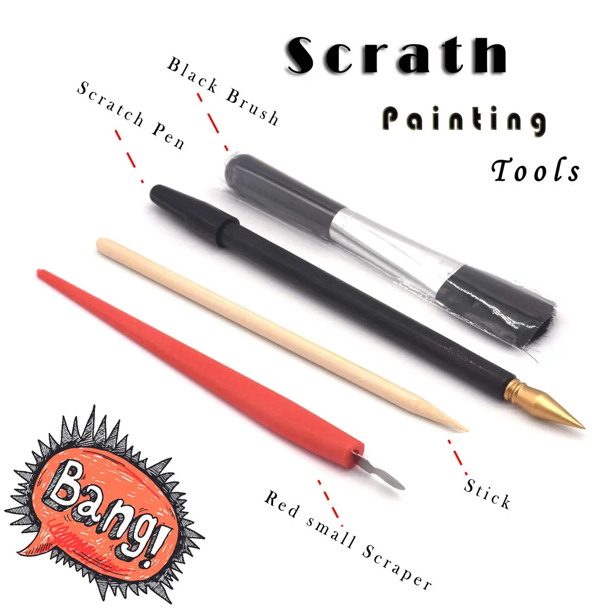 Boteen Scratch Rainbow Painting Art Paper Set with 4 Tools | 40.5cm x 28.5cm (16''x11'') - view 7