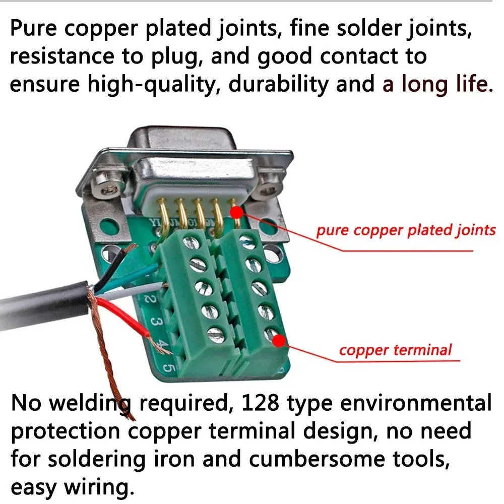 ANMBEST DB9 Solderless RS232 Serial to 9-Pin Female Terminal Adapter 2-Pack | Connect Legacy Devices in India - view 3