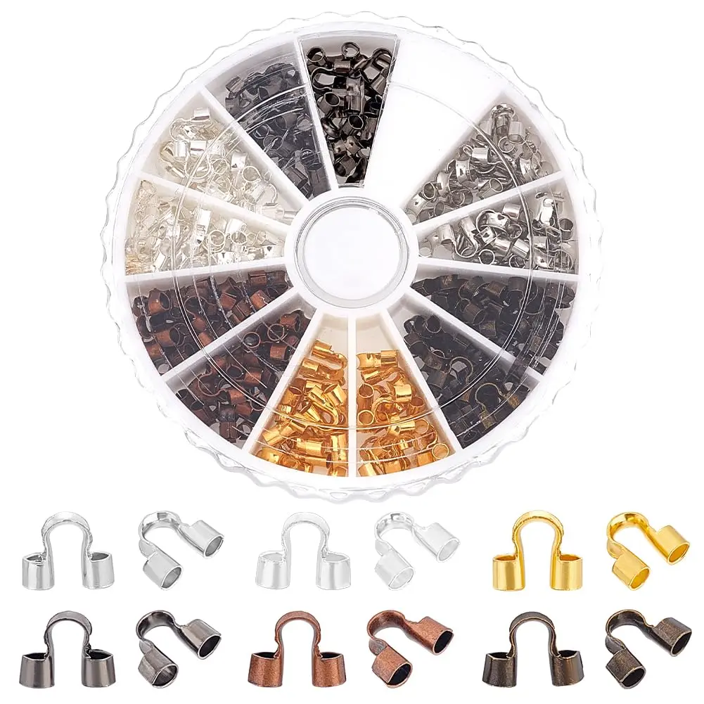 PH PandaHall Jewelry Wire Guardians 240 pcs 6 Colors Brass Wire Protectors | Horseshoe Shape for Jewelry DIY - main product image