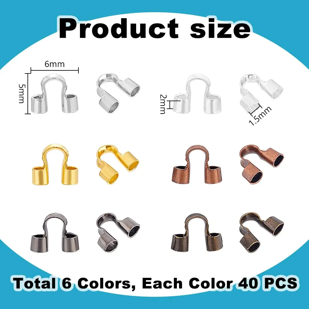 PH PandaHall Jewelry Wire Guardians 240 pcs 6 Colors Brass Wire Protectors | Horseshoe Shape for Jewelry DIY - view 2
