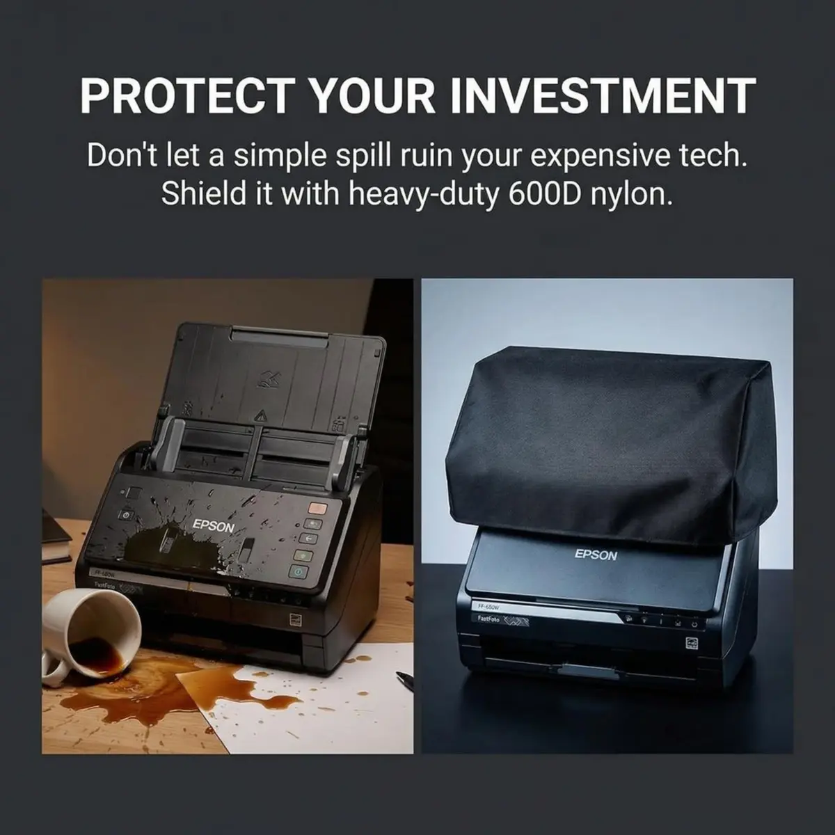 DigitalDeckCovers Dust Cover for Epson FastFoto FF-680W & Others | Anti-Static, Water-Resistant, Custom Fit - view 3