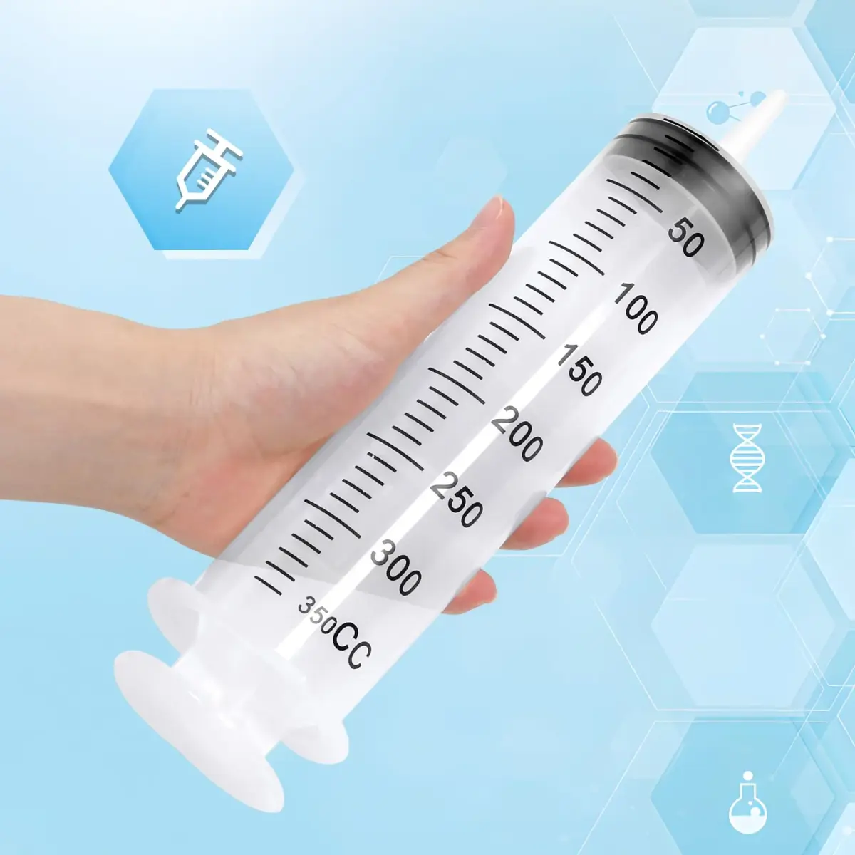 A AKRAF 300ml Large Plastic Syringe with Tip Adapter | Sterile, Individually Sealed for Precise Dispensing - view 6