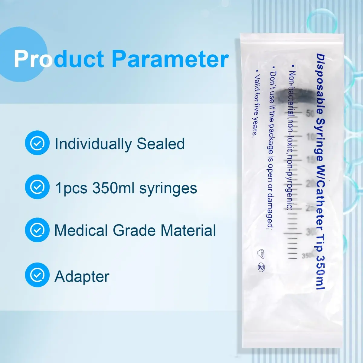 A AKRAF 300ml Large Plastic Syringe with Tip Adapter | Sterile, Individually Sealed for Precise Dispensing - view 4