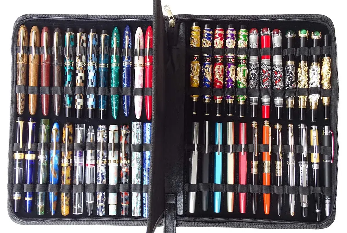 erofa 48 Fountain Pen Case PU Leather, Rollerball Pen Display Holder Bag 33cm (12.99in) | Organizes 48 Pens Securely - view 6