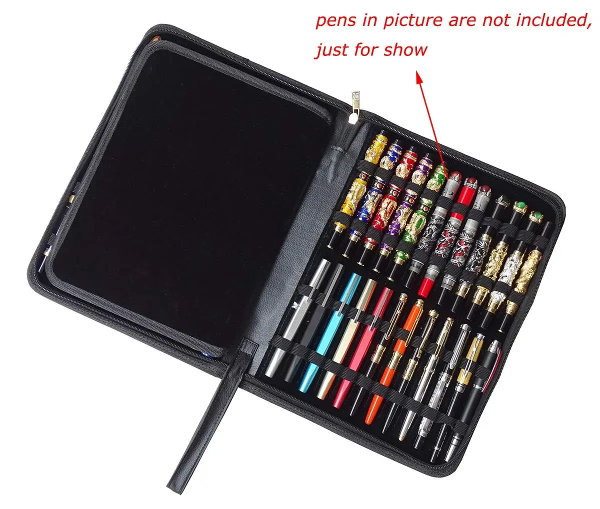erofa 48 Fountain Pen Case PU Leather, Rollerball Pen Display Holder Bag 33cm (12.99in) | Organizes 48 Pens Securely - view 2