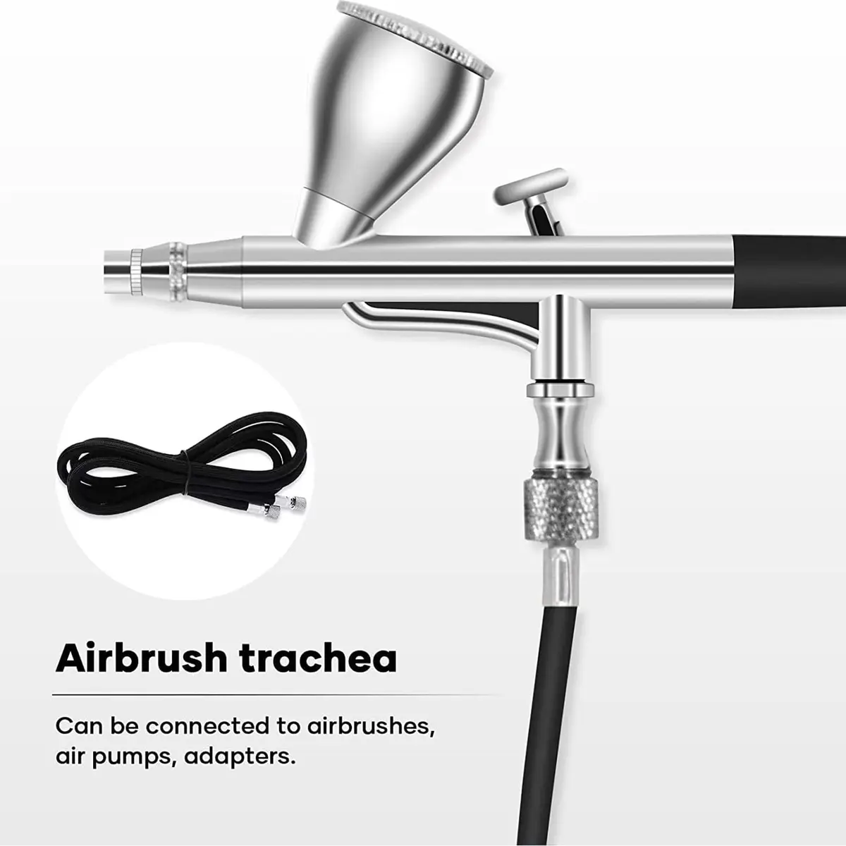JOYABEST 6ft (1.8m) Braided Airbrush Hose Kit with 3 Adapters | Universal 1/8" BSP Connections & NPT/Badger/Paasche Conversion - view 5