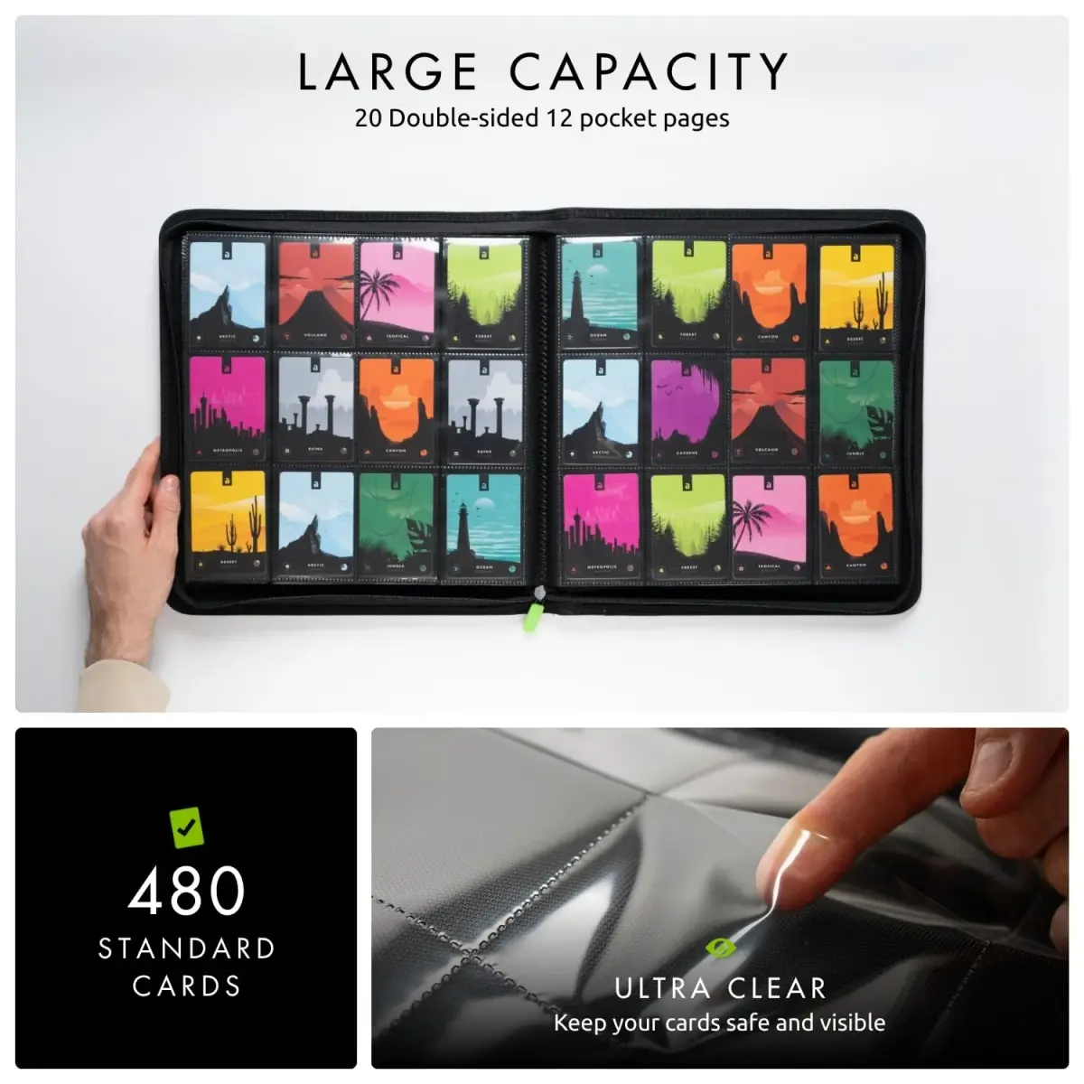 Vault X 12 Pocket Zip Trading Card Binder 480 Cards Exo-Tec Black | Holds 480 Cards - view 5