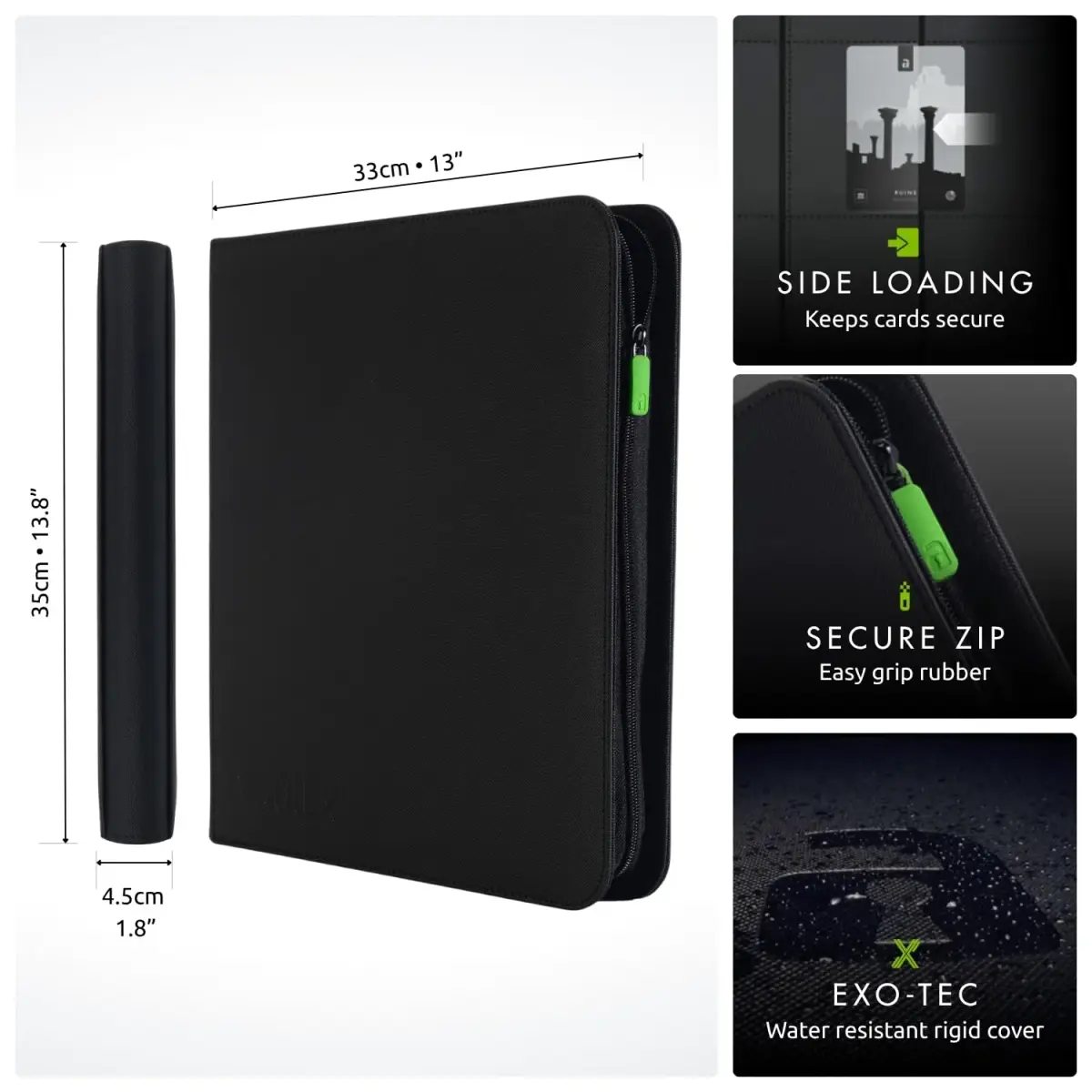 Vault X 12 Pocket Zip Trading Card Binder 480 Cards Exo-Tec Black | Holds 480 Cards - view 2