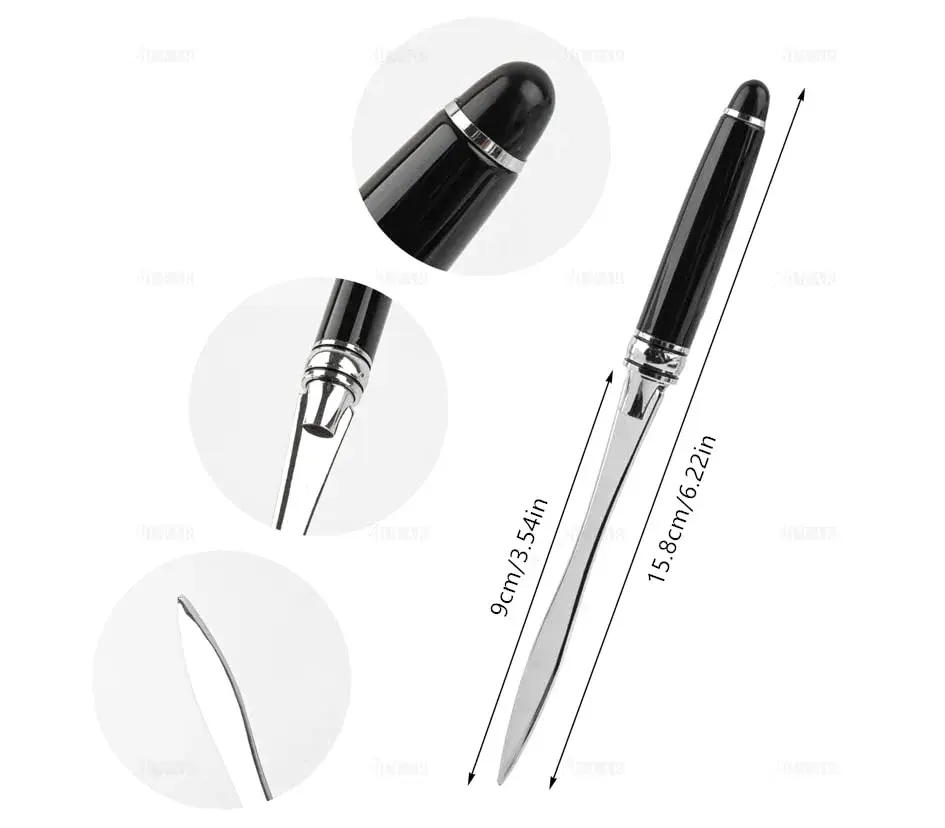 AUEAR Black Metal Letter Opener | 16 cm (6.3 inch) Envelope Slitter - view 2