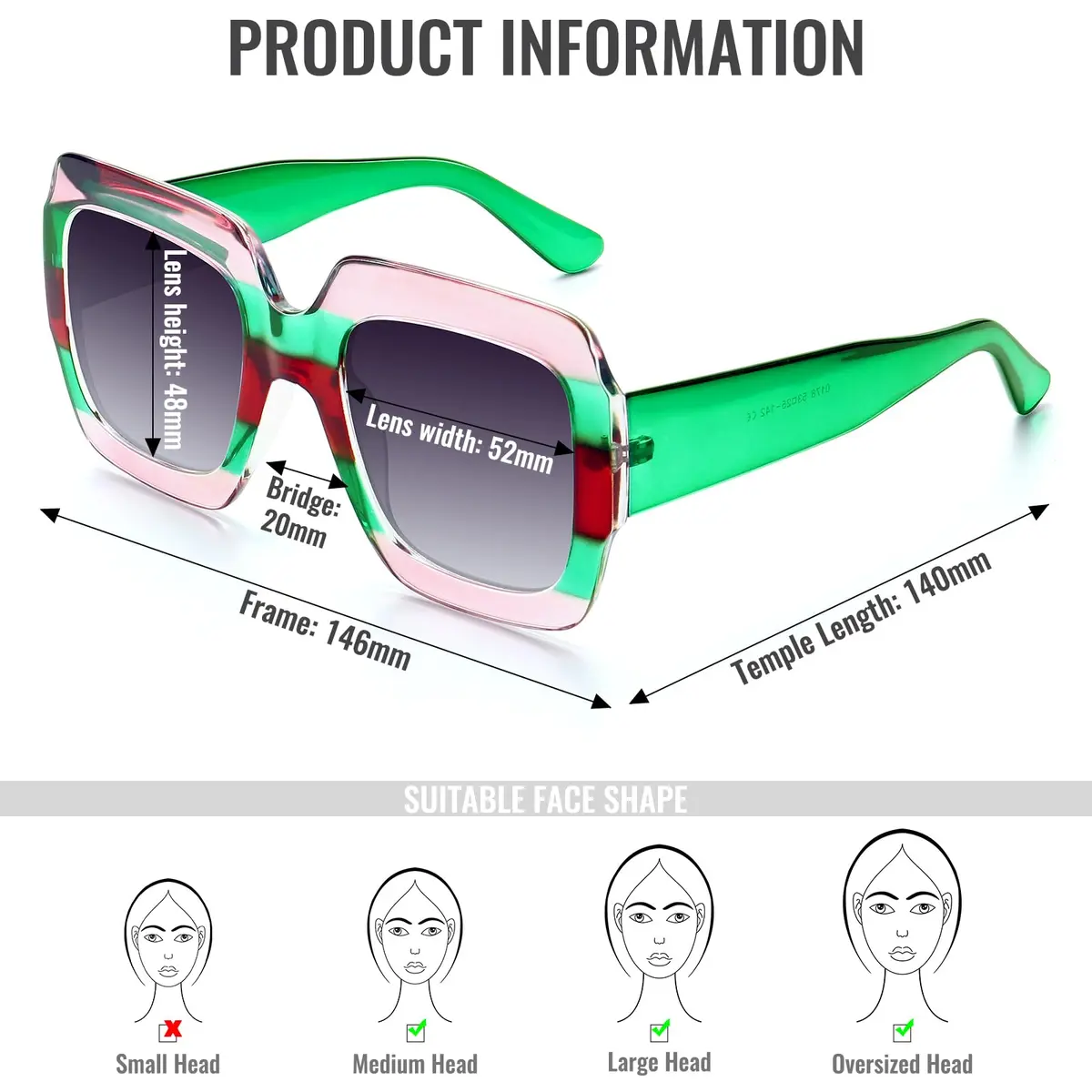 STORYCOAST Oversized Square Sunglasses for Women - UV400 Big Frame Lightweight Shades, Retro Wide Frame for Beach & Party - view 5