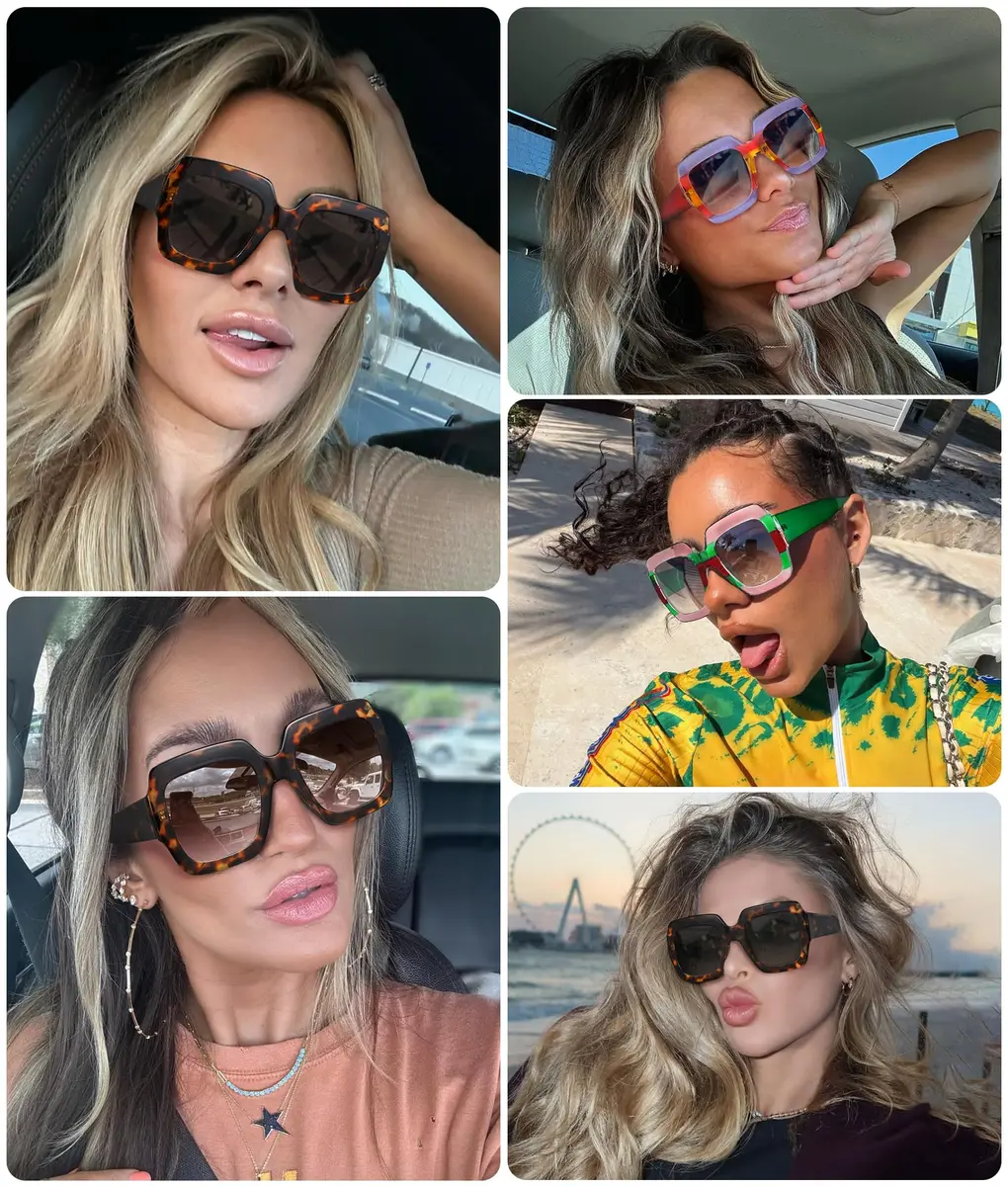 STORYCOAST Oversized Square Sunglasses for Women - UV400 Big Frame Lightweight Shades, Retro Wide Frame for Beach & Party - view 6