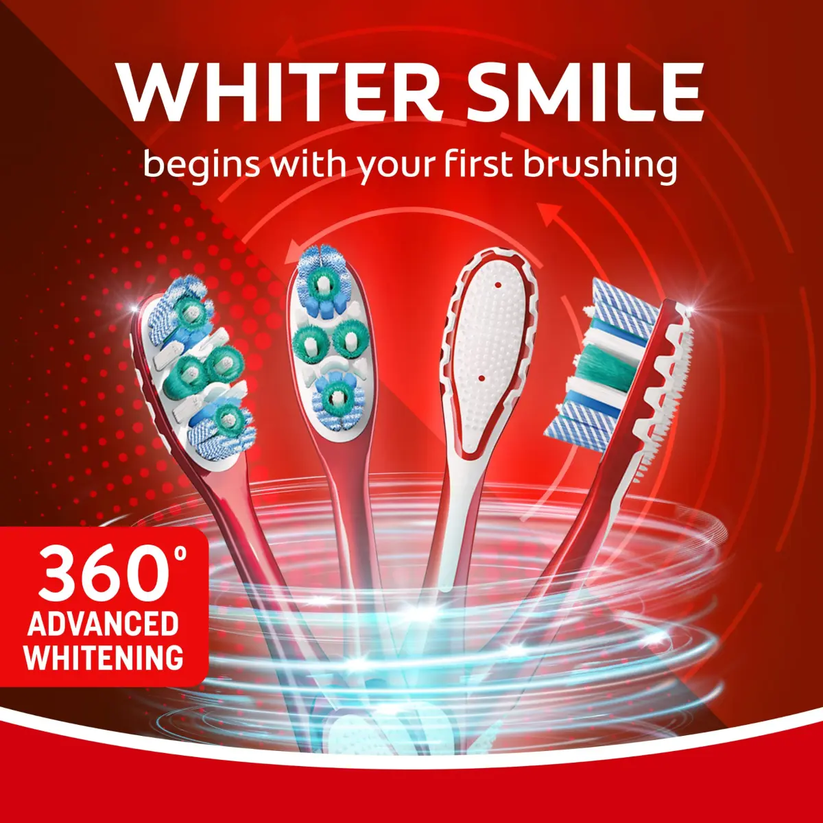 Colgate 360 Advanced Whitening Toothbrush Medium Bristles 2-Pack | Whitens Teeth & Cleans Whole Mouth - view 4
