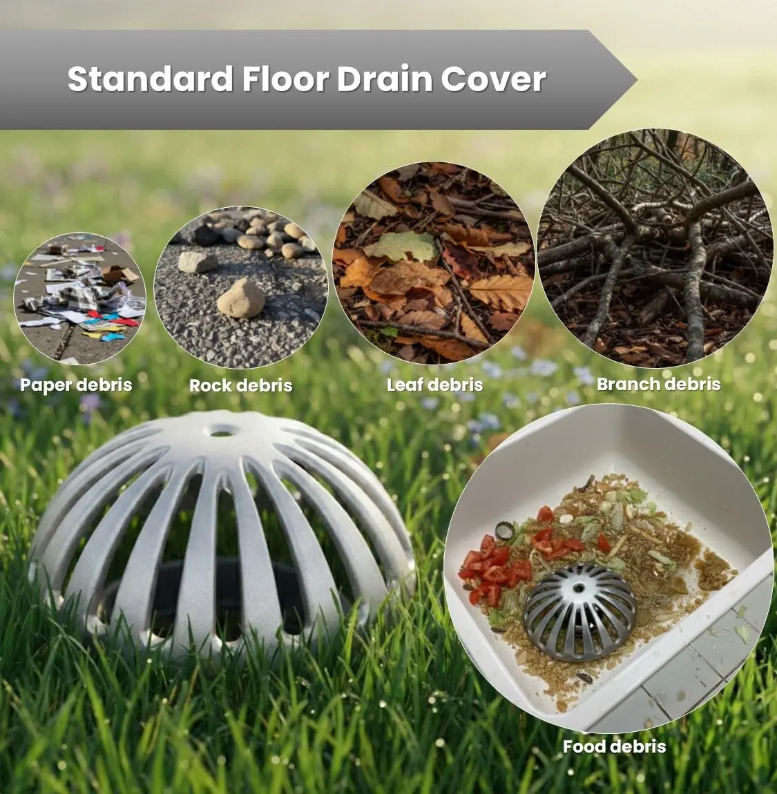 Leyso Heavy Duty Aluminum Dome Floor Drain Cover and Drain Strainer 5-1/4" | Commercial-Grade Outdoor Drain Cover - view 5