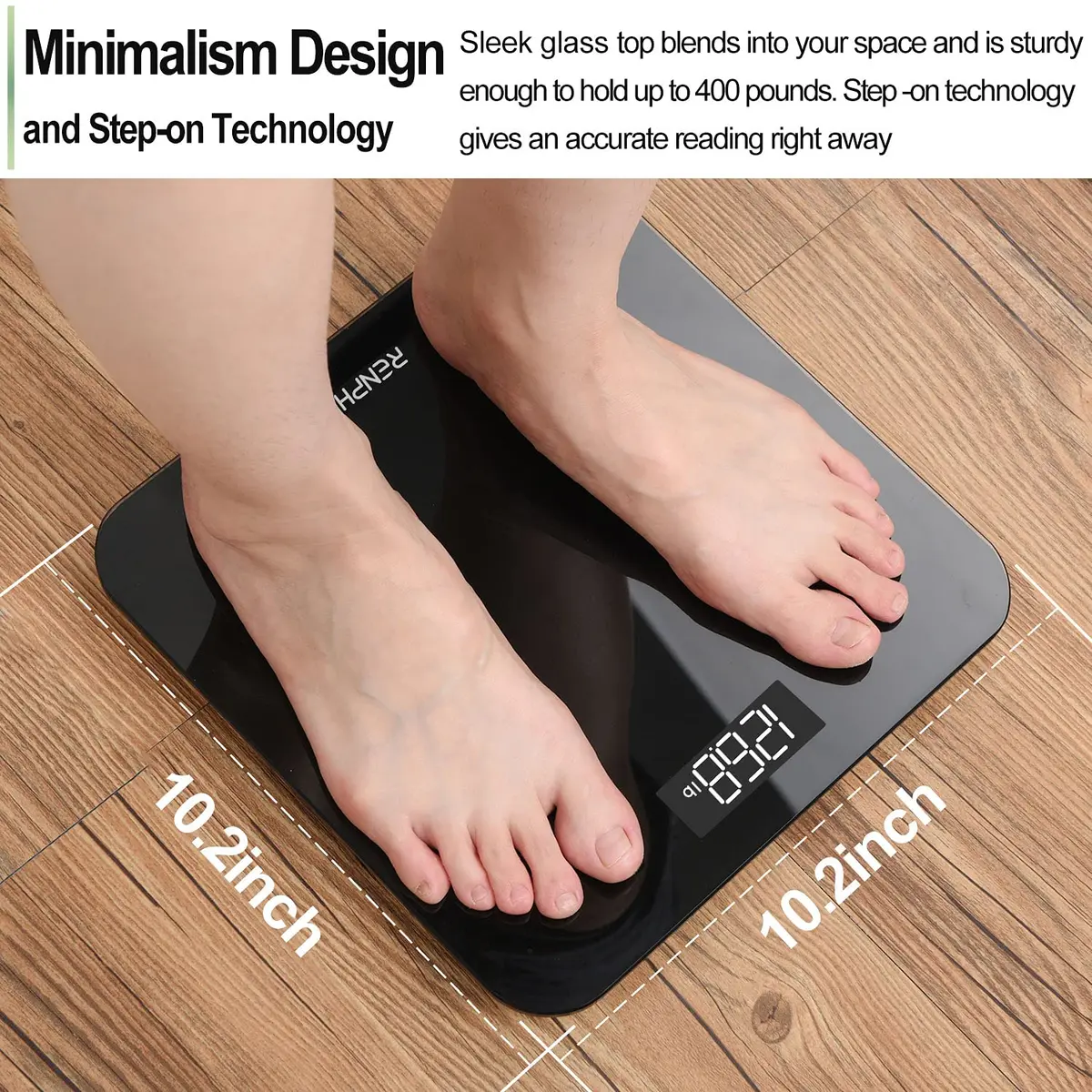 RENPHO Digital Bathroom Scale for Body Weight, 400lbs (180kg) with LED Display, Core 1S | Accurate to 0.1lb (0.05kg) - view 6
