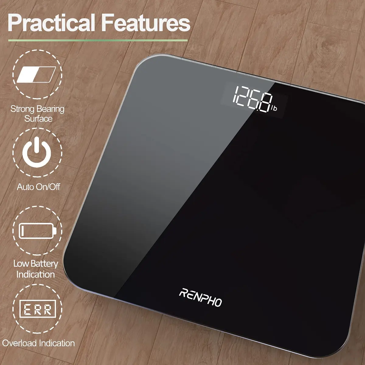 RENPHO Digital Bathroom Scale for Body Weight, 400lbs (180kg) with LED Display, Core 1S | Accurate to 0.1lb (0.05kg) - view 2