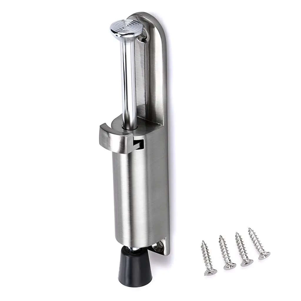 Sumnacon Kickdown Door Stop Silver | Stainless Steel Easy Step Door Stopper with Rubber Foot - main product image