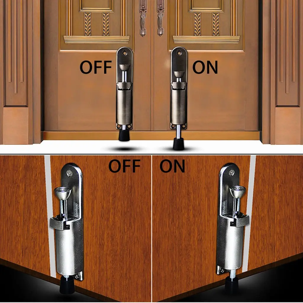 Sumnacon Kickdown Door Stop Silver | Stainless Steel Easy Step Door Stopper with Rubber Foot - view 6