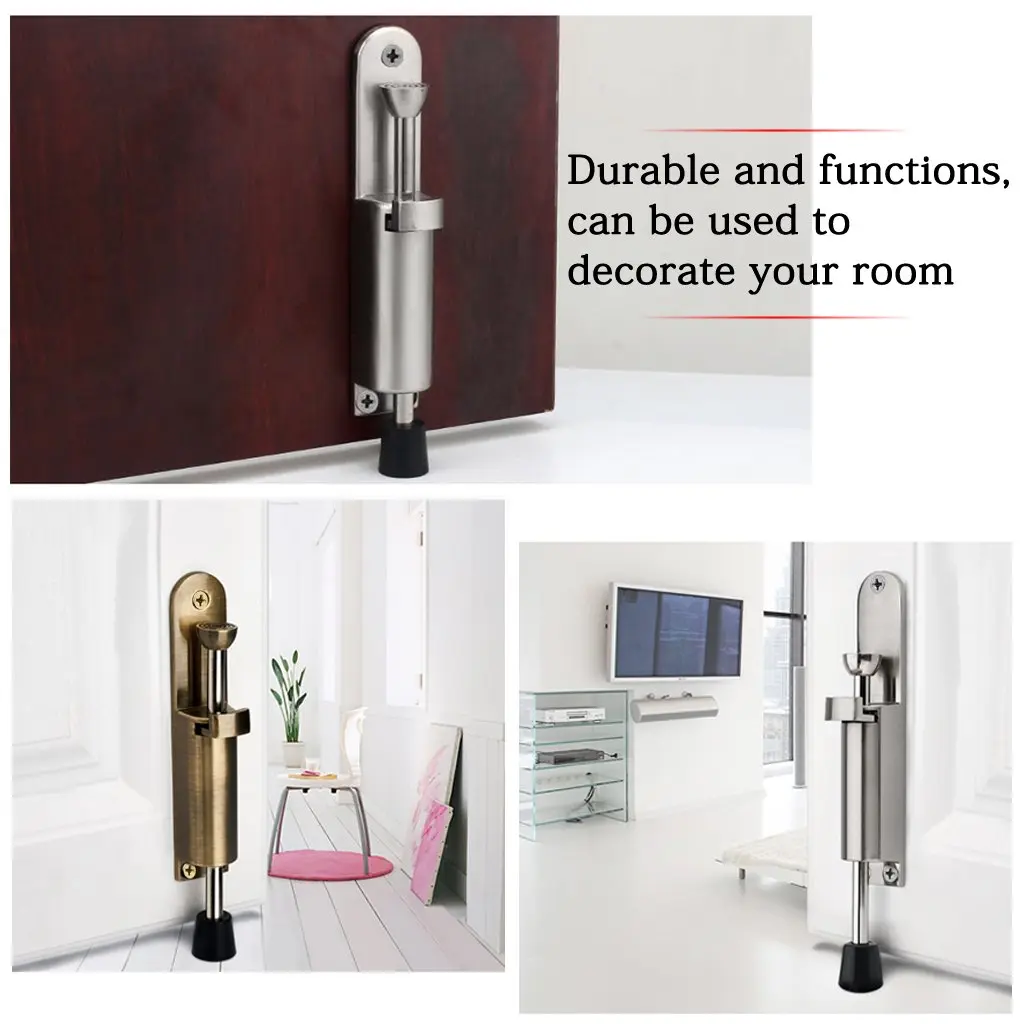 Sumnacon Kickdown Door Stop Silver | Stainless Steel Easy Step Door Stopper with Rubber Foot - view 2
