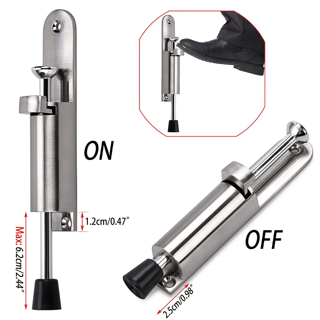 Sumnacon Kickdown Door Stop Silver | Stainless Steel Easy Step Door Stopper with Rubber Foot - view 4