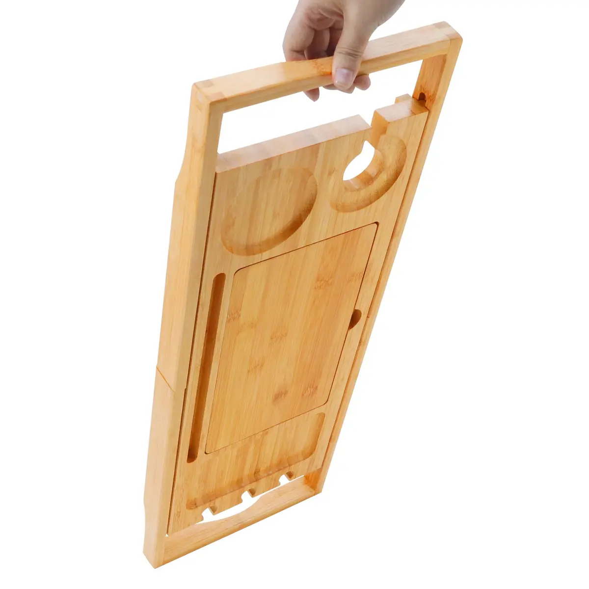 Utoplike Bamboo Bathtub Caddy Tray for Tub, Expandable Bath Table Trays | Adjustable, Durable Bamboo - view 7