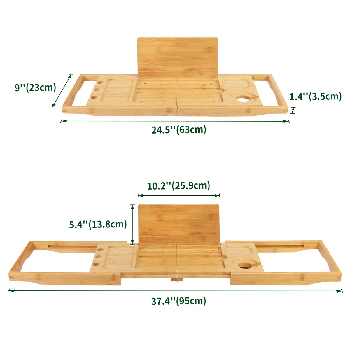 Utoplike Bamboo Bathtub Caddy Tray for Tub, Expandable Bath Table Trays | Adjustable, Durable Bamboo - view 4