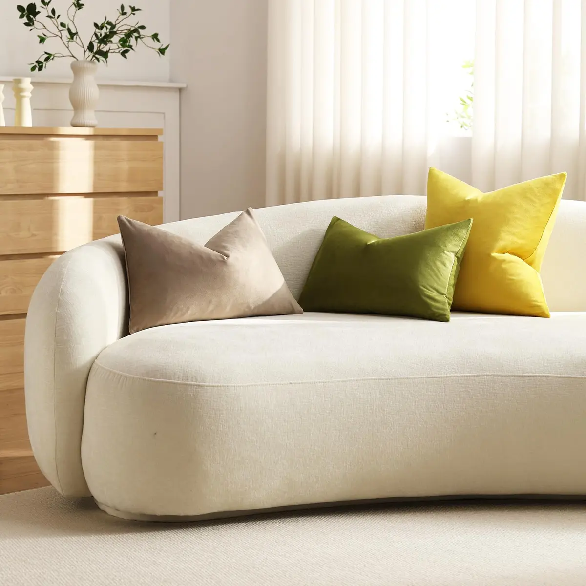 DEZENE 16x16 Throw Pillow Covers Pack of 2 | Velvet Square Modern Home Decor - view 6