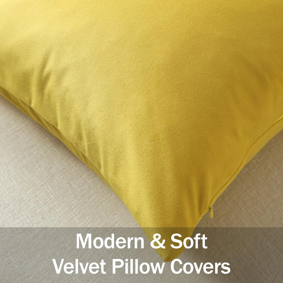 DEZENE 16x16 Throw Pillow Covers Pack of 2 | Velvet Square Modern Home Decor - view 2