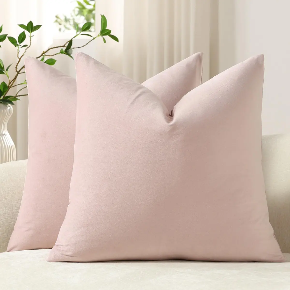 DEZENE Throw Pillow Covers 18x18 | Velvet Square Modern Home Decor (70-120 chars) - main product image