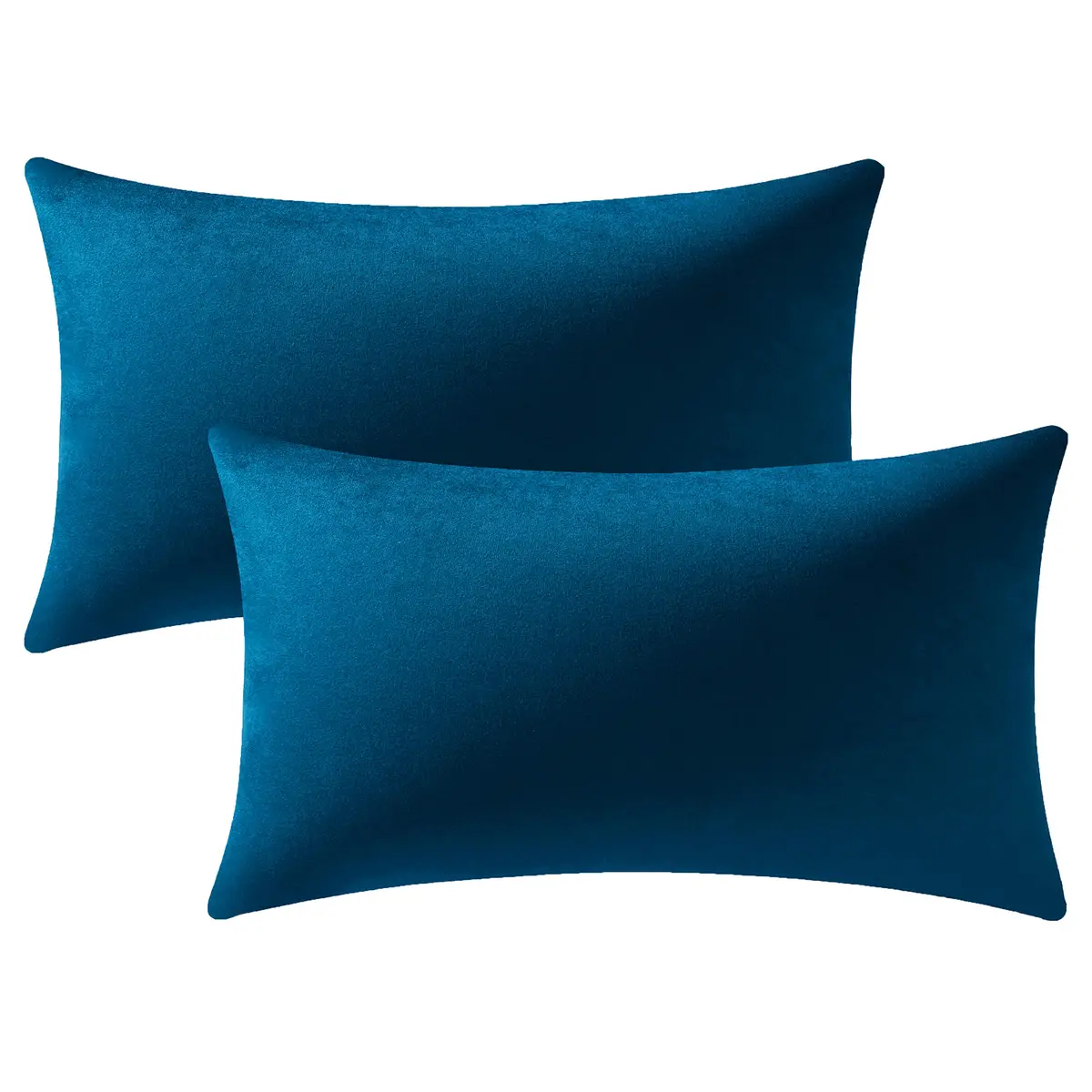 DEZENE Lumbar Pillow Covers 12x20 in Midnight Blue | Velvet Rectangular Decor for Sofa & Bed - view 7