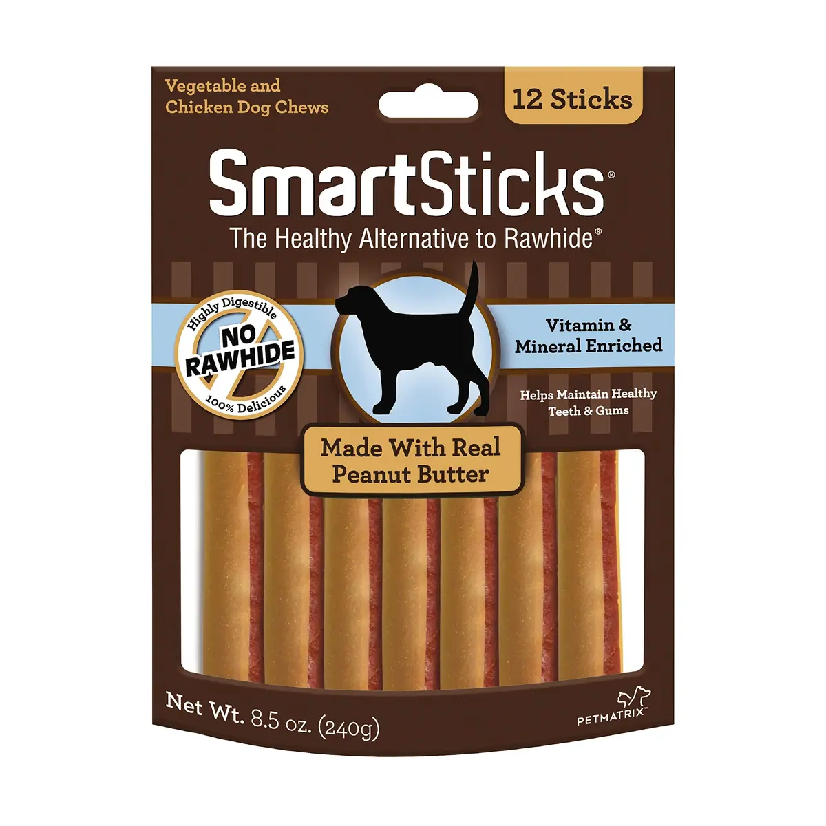 SmartBones SmartSticks Peanut Butter Dog Treats 8.5 oz | Rawhide-Free, Easy to Digest, Maintains Teeth - main product image