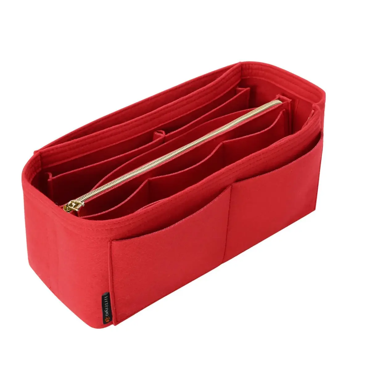 OMYSTYLE Red Medium Felt Tote Bag Organizer Insert with 13 Pockets | 24.4cm x 12.9cm x 15cm - main product image