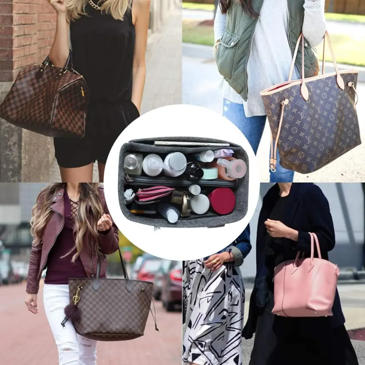 OMYSTYLE Grey Large Felt Tote Bag Organizer Insert with 13 Pockets | Lightweight & Sturdy - view 4