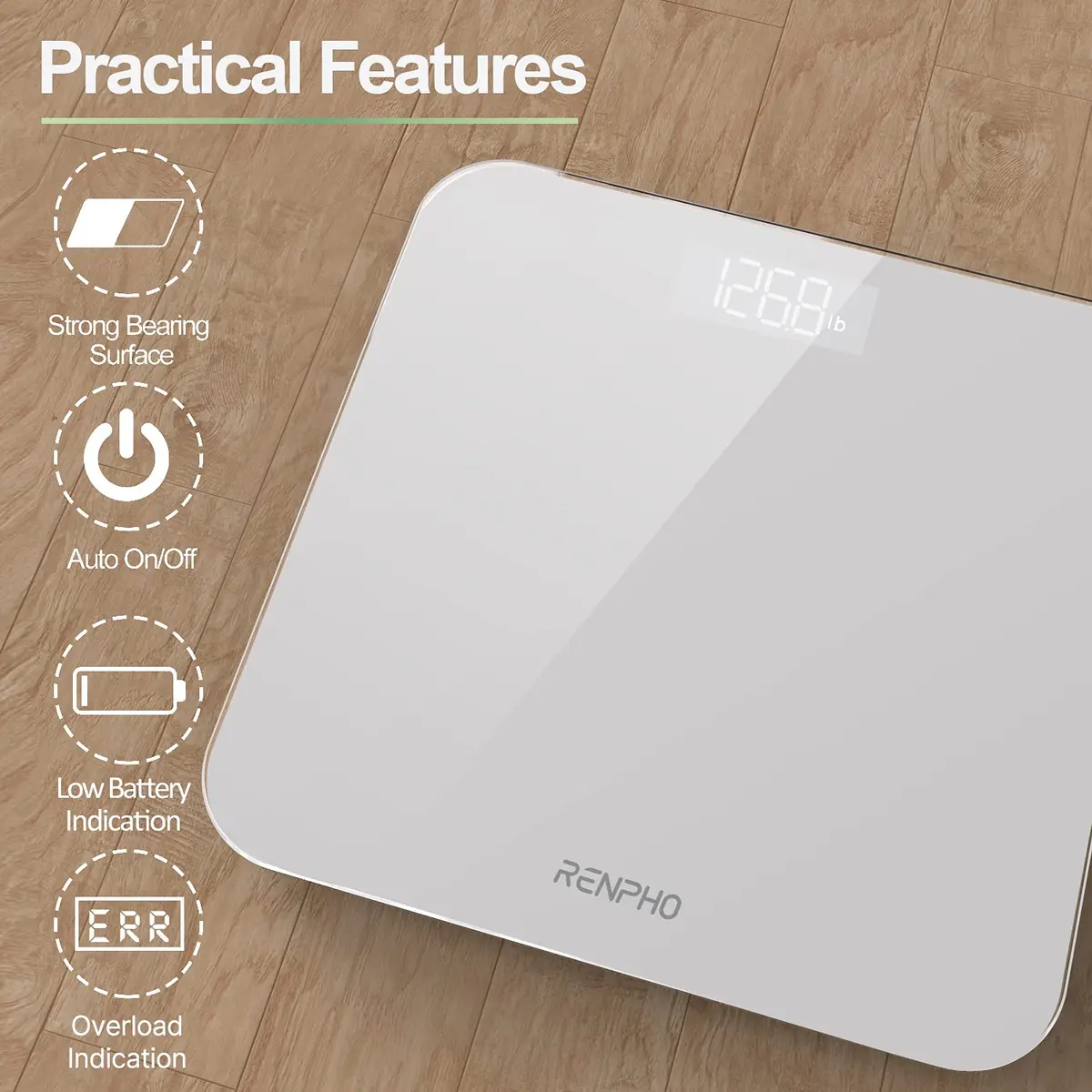 RENPHO Digital Bathroom Scale for Body Weight, 180kg (400lb) | FDA Approved, Accurate Readings - view 2