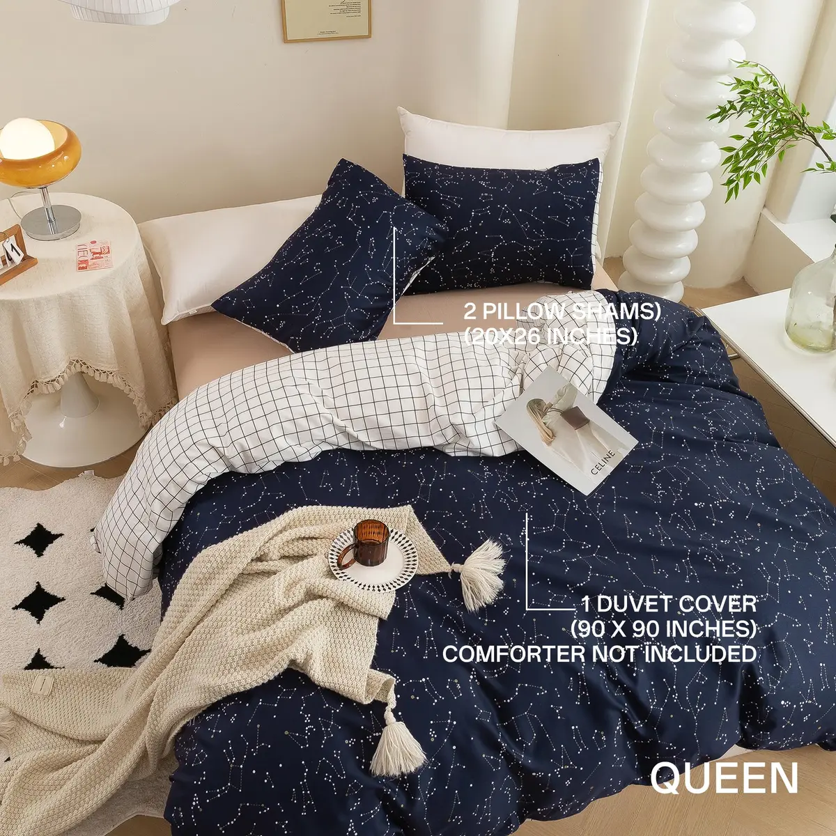 ECOCOTT Queen Duvet Cover Set 100% Cotton | Breathable & Soft Bedding for Sensitive Skin - view 2